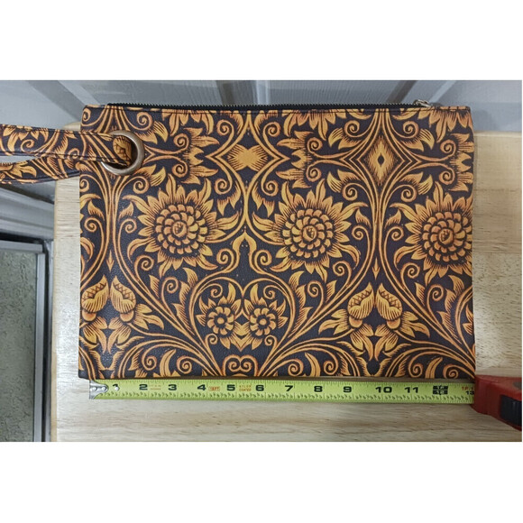 Sunflower Pattern Clutch Bag In Yellowish Red - Picture 4 of 7